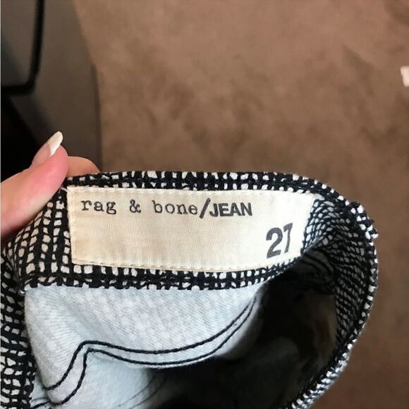 EUC Rag & Bone Linton zip tweed skinny jeans in size 27 black white - Picture 8 of 9